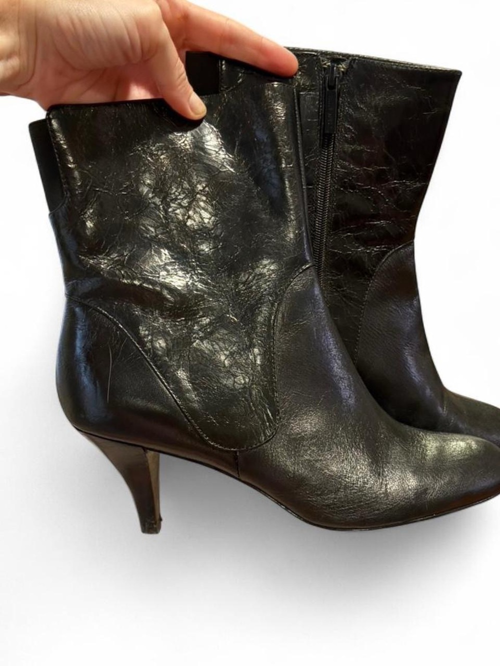 Vintage genuine leather black low heel boots great condition size 10